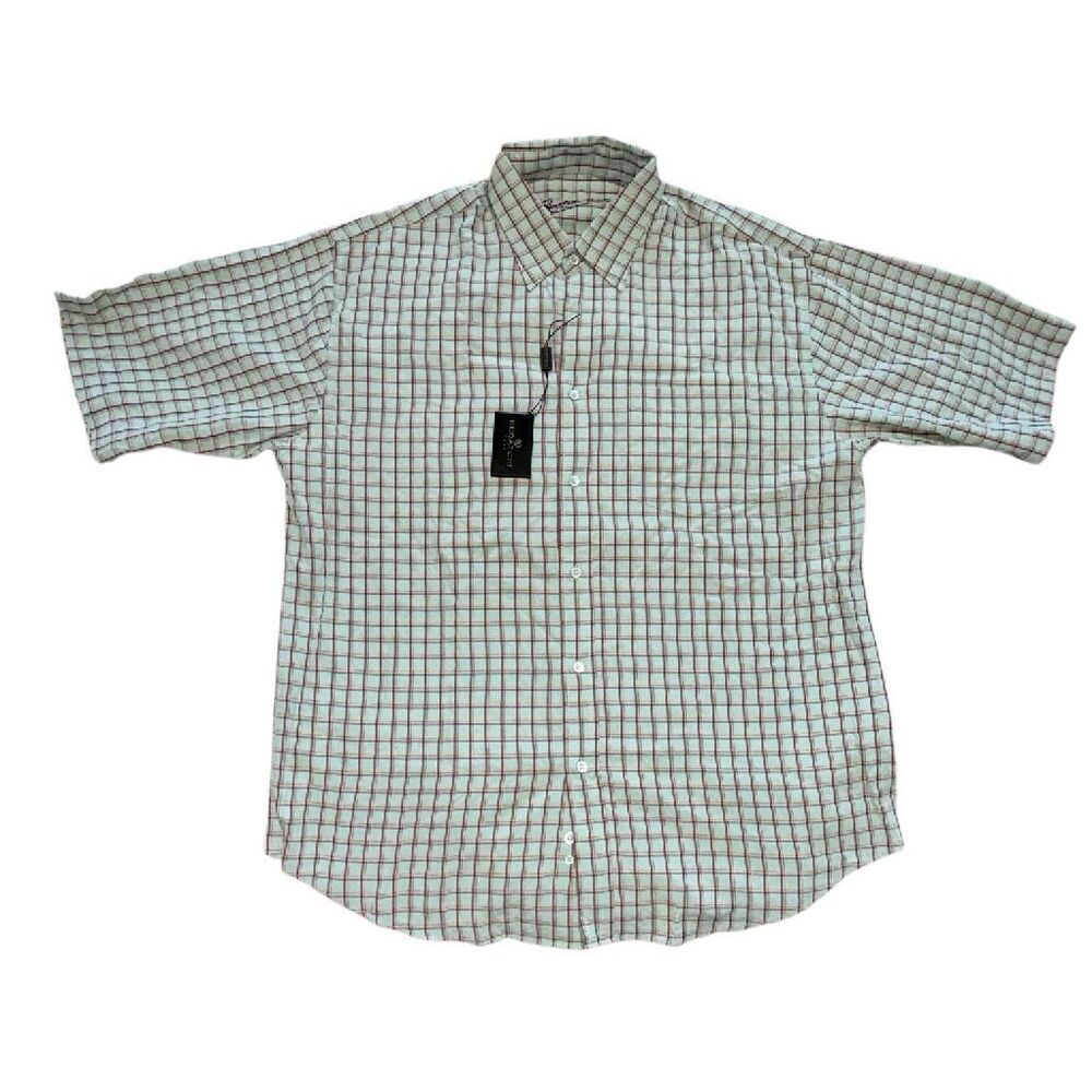 Bugatchi NWT Mens Business Casual Button Down SS Shirt Bok Choy Aqua Plaid XL
